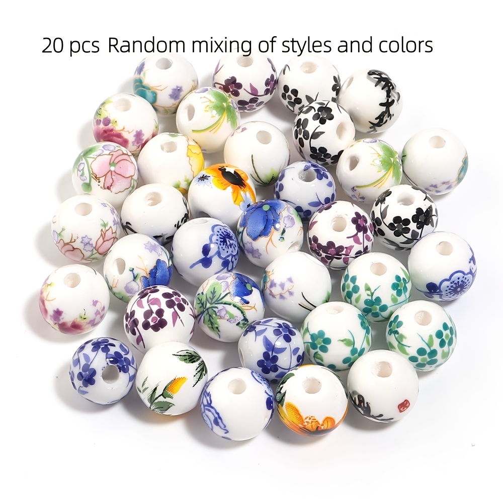 20/30pcs Fresh Natural Minimalist Style Printed Ceramic Beads